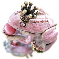 Smyckesbox rosa groda med krona 