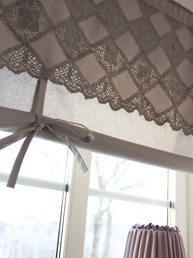 Hissgardin beige linnebeige spets och band att knyta 100-140cm